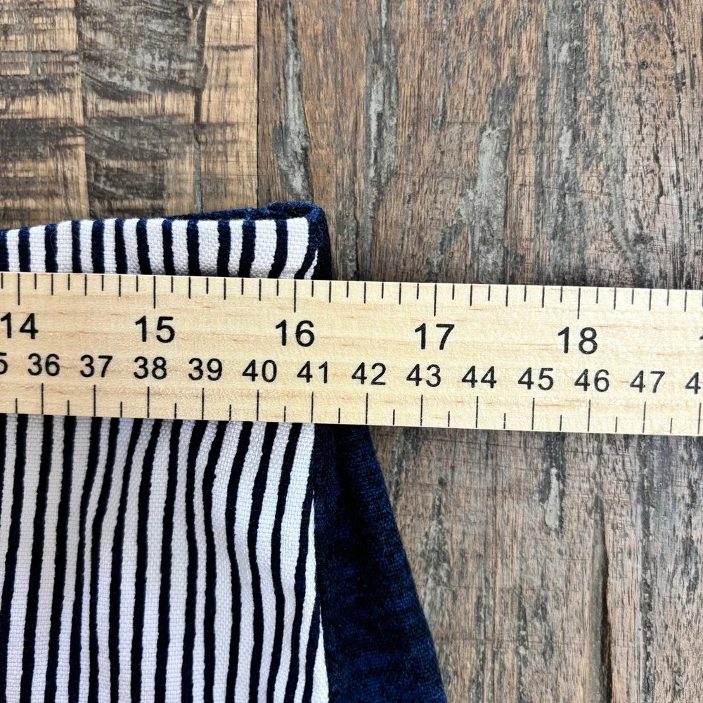 NIC+ZOE Eclectic Art to Wear Navy Wine Bottle Print Pinstripe Pencil Skirt 8 - Picture 6 of 9